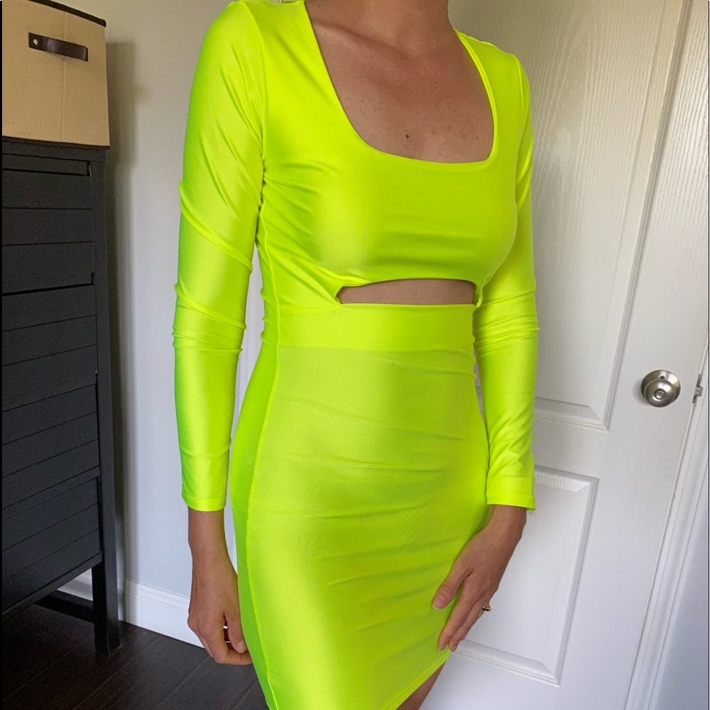 Beautiful sexy party green lime dress